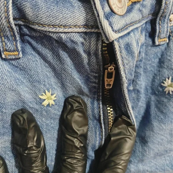 American eagle denim shorts floral print mini shorts distressed size 4 - Picture 6 of 8